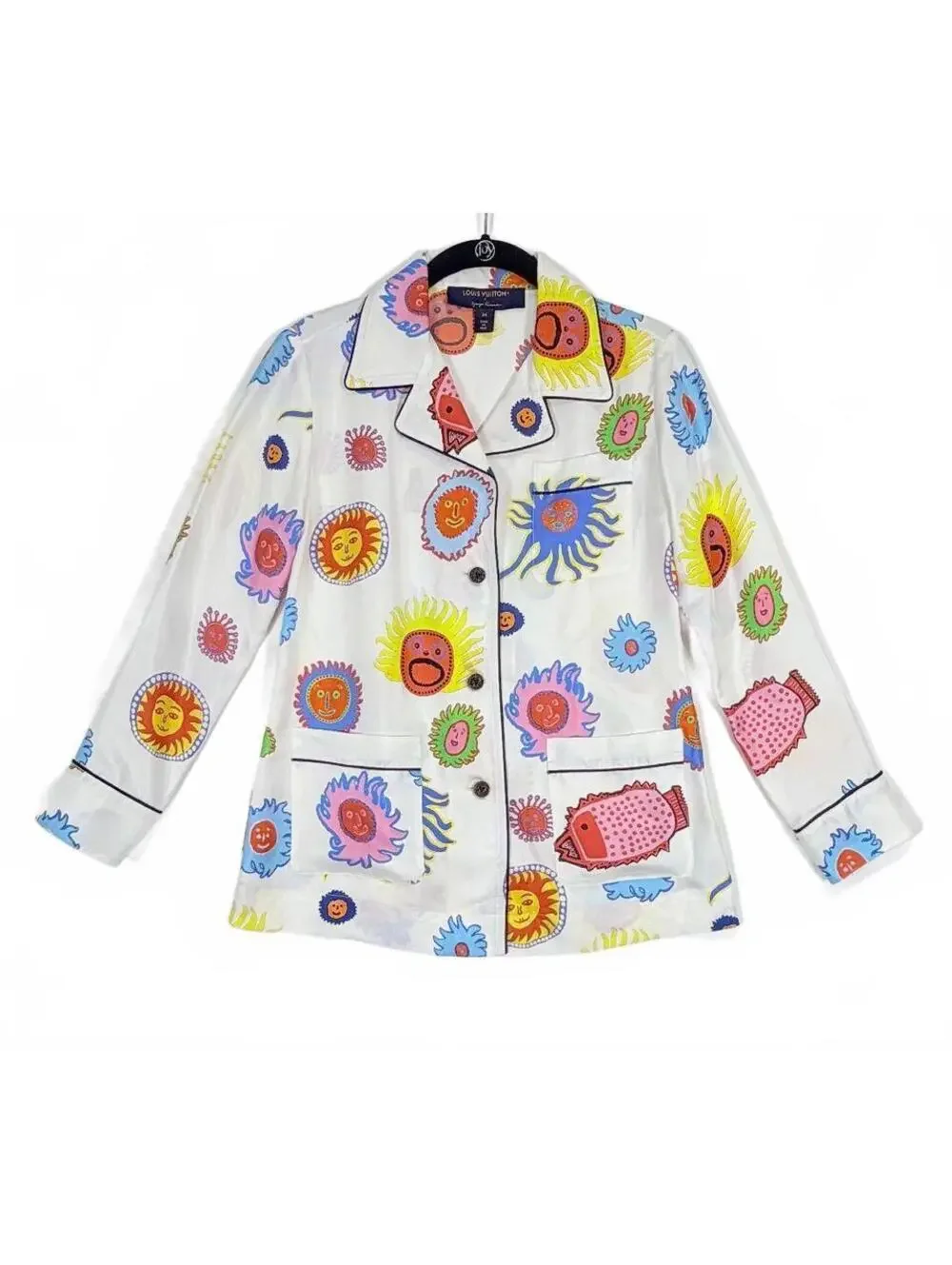 Louis Vuitton x Yayoi Kusama YK Faces Silk Button Up Shirt White 34/ US XS
